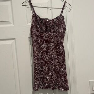 La Hearts Burgundy Floral Mini Dress